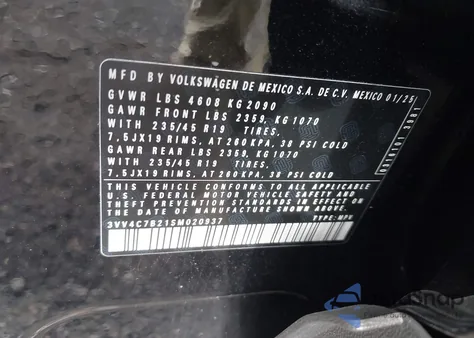 2025 Volkswagen Taos 1.5T Sel из США, поврежденный, VIN 3VV4C7B21SM020937